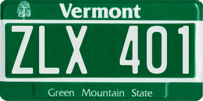 VT license plate ZLX401