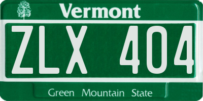 VT license plate ZLX404