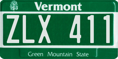 VT license plate ZLX411