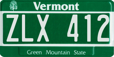VT license plate ZLX412