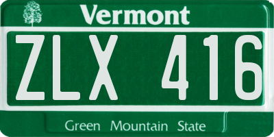 VT license plate ZLX416