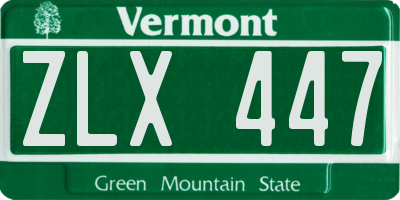 VT license plate ZLX447