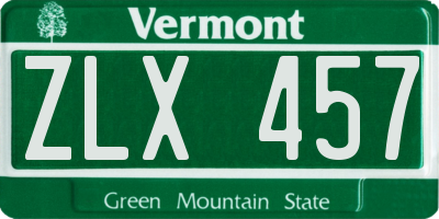 VT license plate ZLX457