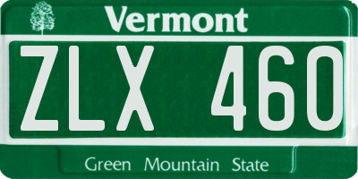 VT license plate ZLX460