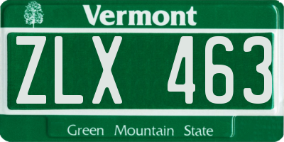 VT license plate ZLX463