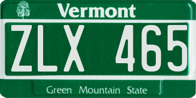 VT license plate ZLX465