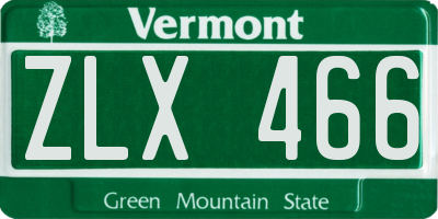 VT license plate ZLX466