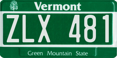 VT license plate ZLX481
