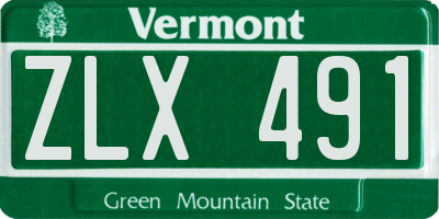 VT license plate ZLX491