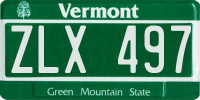 VT license plate ZLX497