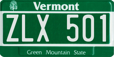 VT license plate ZLX501