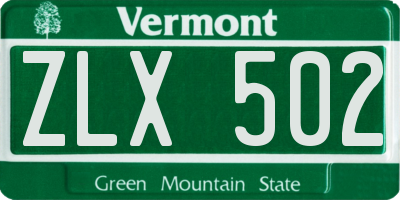 VT license plate ZLX502