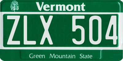 VT license plate ZLX504