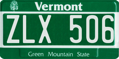 VT license plate ZLX506