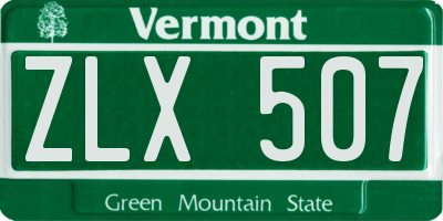 VT license plate ZLX507