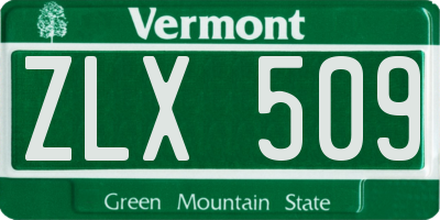 VT license plate ZLX509