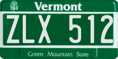 VT license plate ZLX512