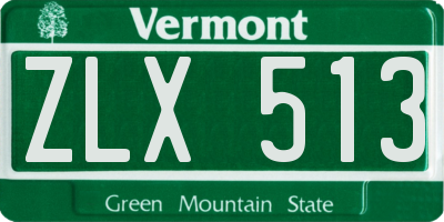 VT license plate ZLX513