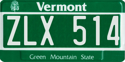 VT license plate ZLX514