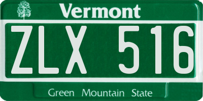 VT license plate ZLX516
