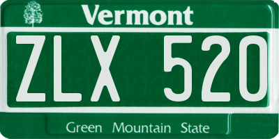 VT license plate ZLX520
