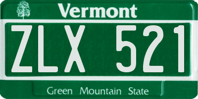 VT license plate ZLX521
