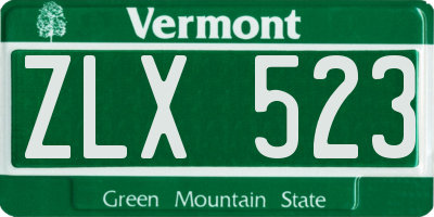 VT license plate ZLX523