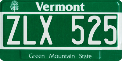 VT license plate ZLX525