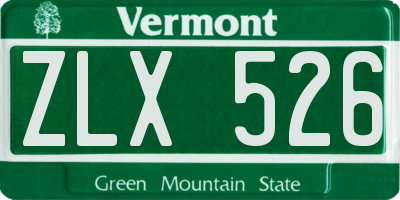 VT license plate ZLX526
