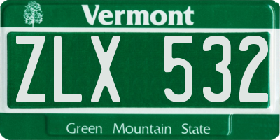 VT license plate ZLX532