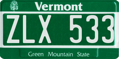 VT license plate ZLX533
