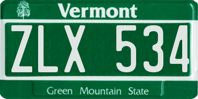 VT license plate ZLX534