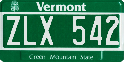 VT license plate ZLX542