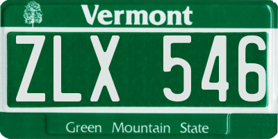 VT license plate ZLX546