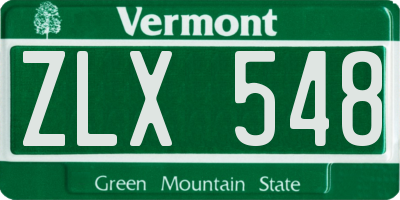 VT license plate ZLX548