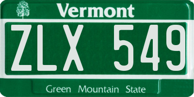 VT license plate ZLX549