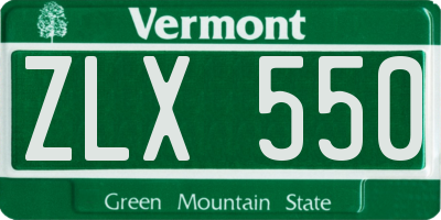 VT license plate ZLX550