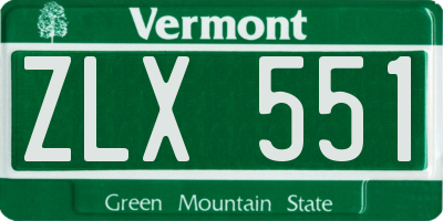 VT license plate ZLX551
