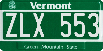 VT license plate ZLX553