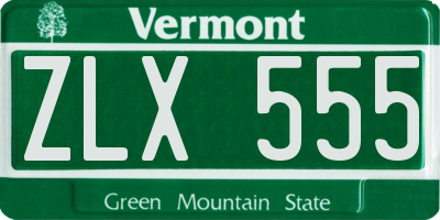 VT license plate ZLX555