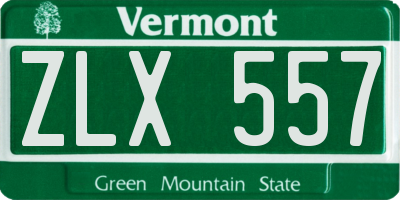 VT license plate ZLX557