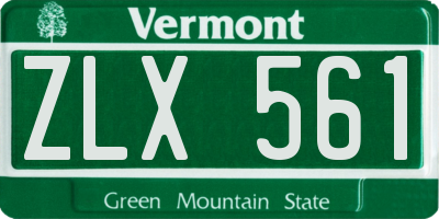 VT license plate ZLX561