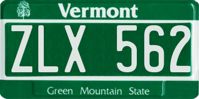 VT license plate ZLX562