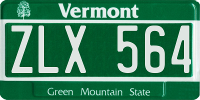 VT license plate ZLX564