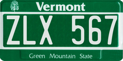 VT license plate ZLX567