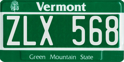 VT license plate ZLX568
