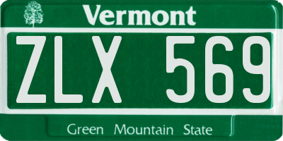 VT license plate ZLX569