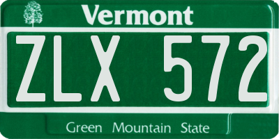 VT license plate ZLX572