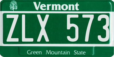 VT license plate ZLX573