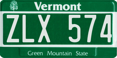 VT license plate ZLX574